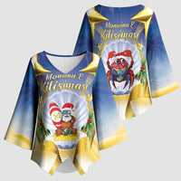Niue Christmas Kimono Sleeve Blouse Seashell Santa Beach Vibes - Polynesian Pride