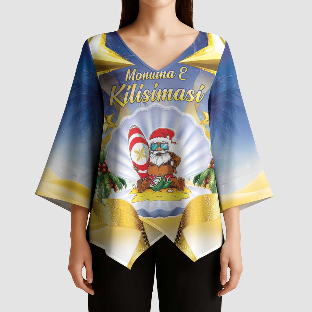 Niue Christmas Kimono Sleeve Blouse Seashell Santa Beach Vibes - Polynesian Pride