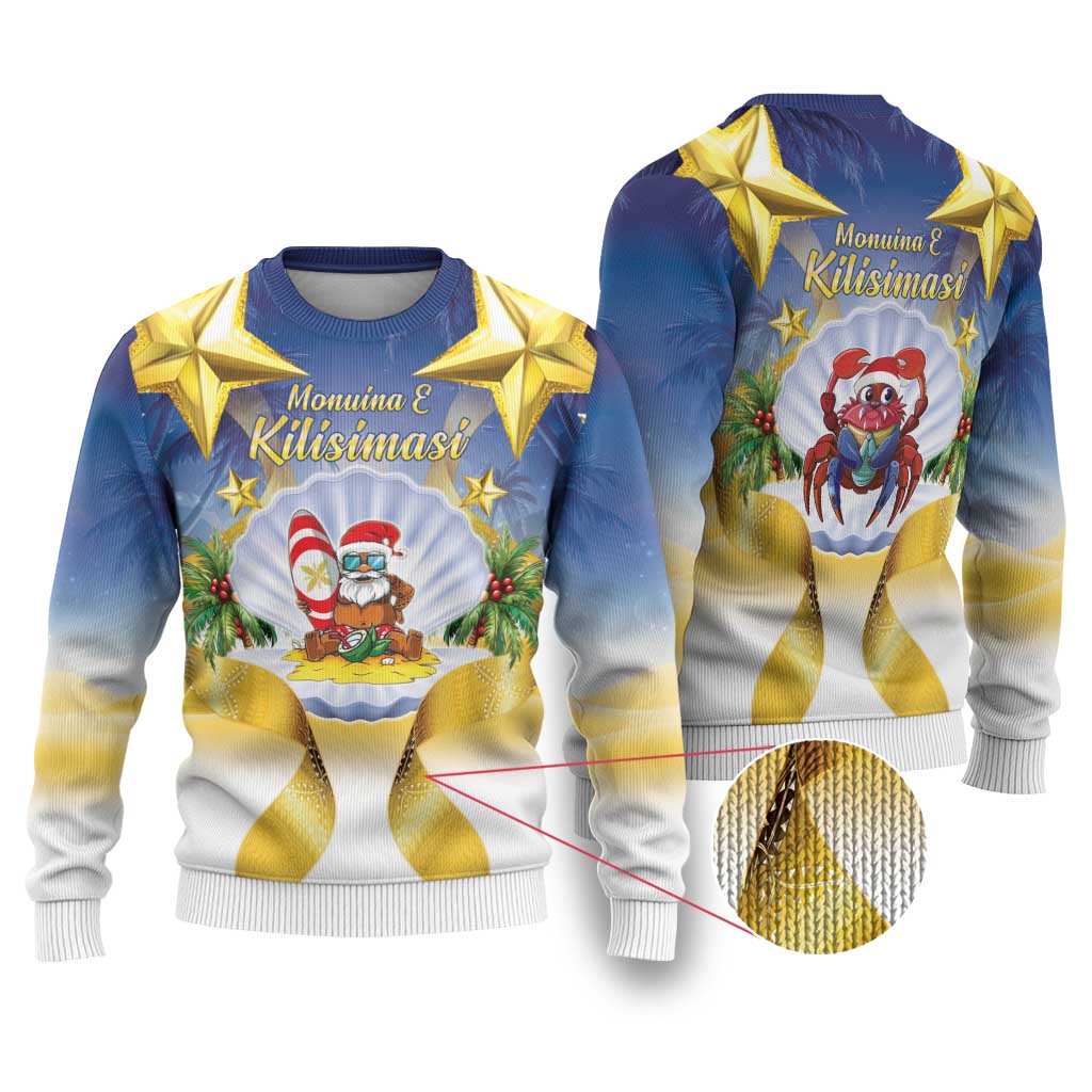 Niue Christmas Ugly Christmas Sweater Seashell Santa Beach Vibes LT05 Navy - Polynesian Pride