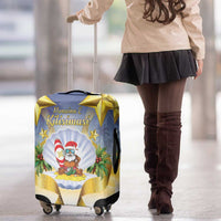 Niue Christmas Luggage Cover Seashell Santa Beach Vibes - Polynesian Pride