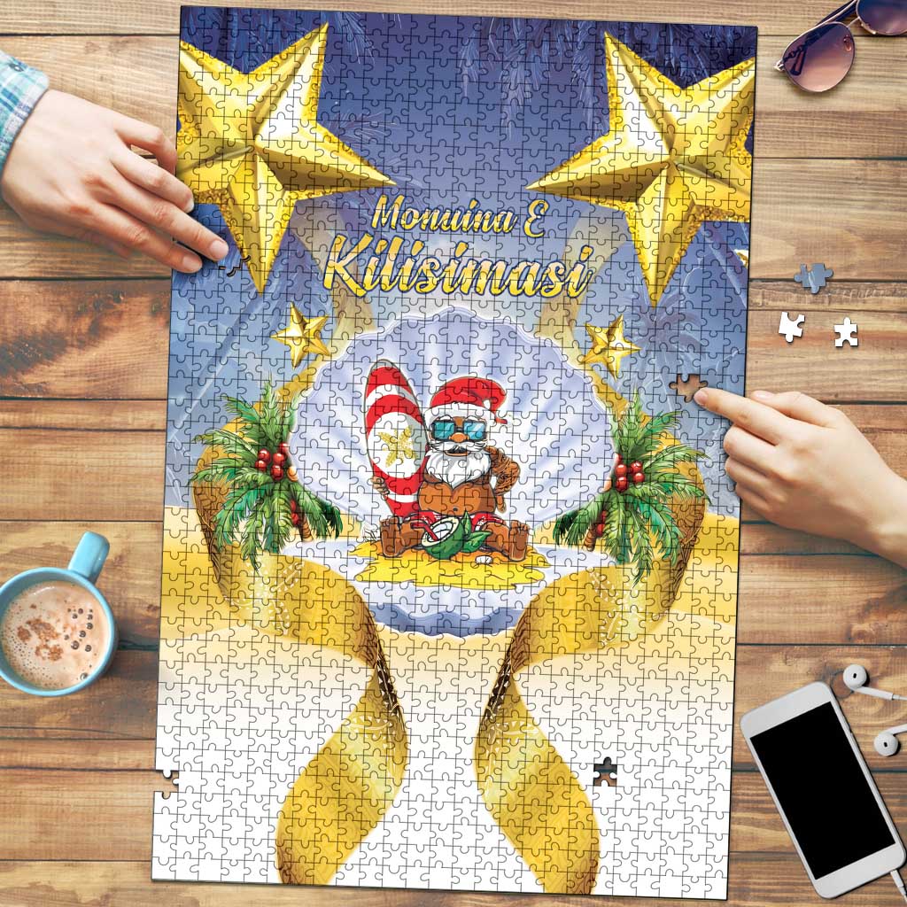Niue Christmas Puzzle Seashell Santa Beach Vibes - Polynesian Pride