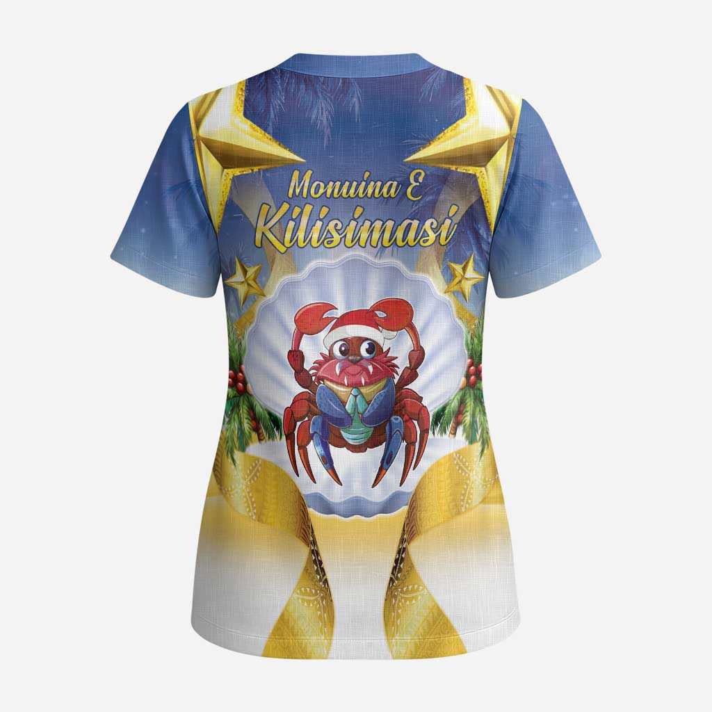 Niue Christmas Scrub Top Seashell Santa Beach Vibes LT05 - Polynesian Pride