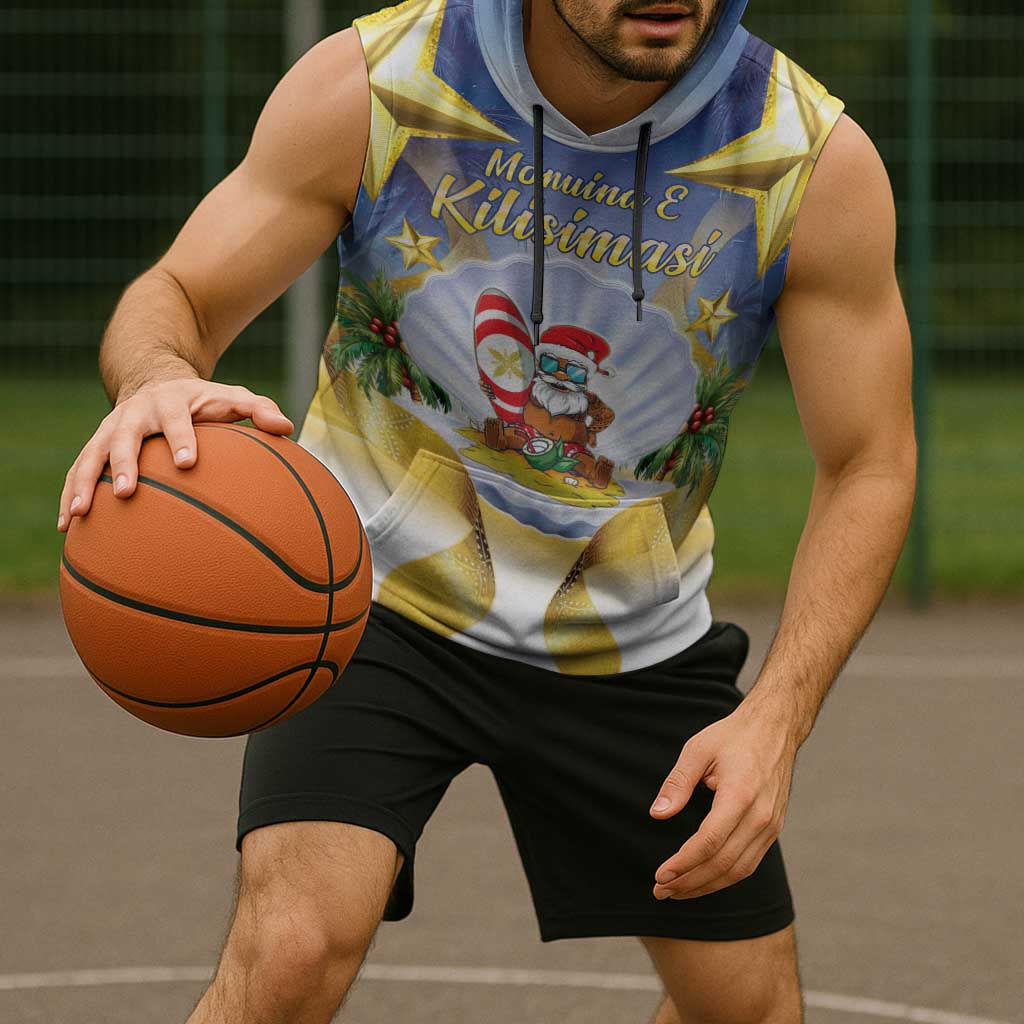 Niue Christmas Sleeveless Hoodie Seashell Santa Beach Vibes - Polynesian Pride