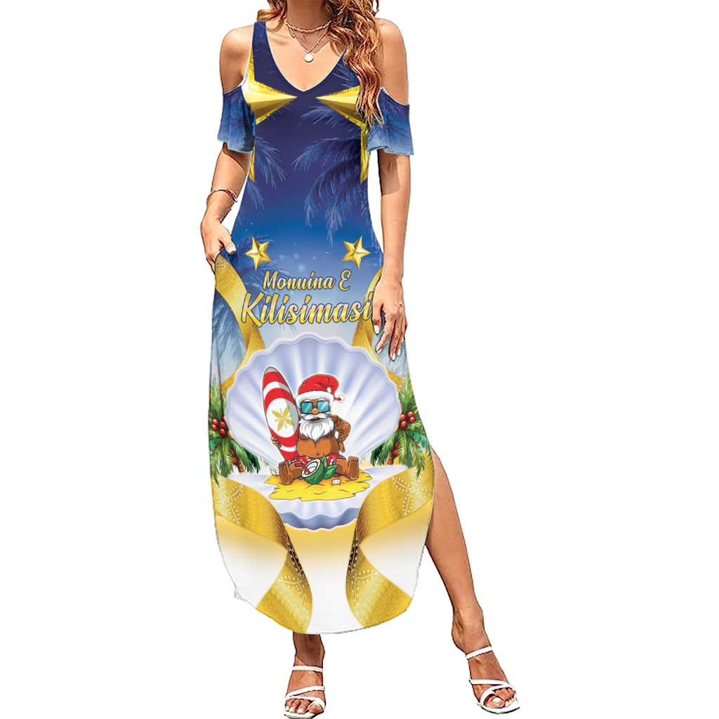 Niue Christmas Summer Maxi Dress Seashell Santa Beach Vibes - Polynesian Pride