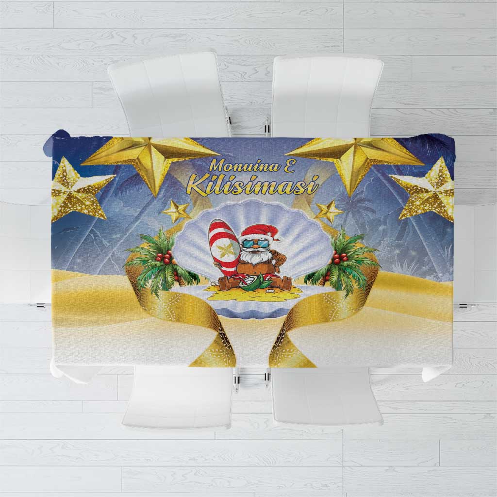 Niue Christmas Tablecloth Seashell Santa Beach Vibes LT05 Navy - Polynesian Pride