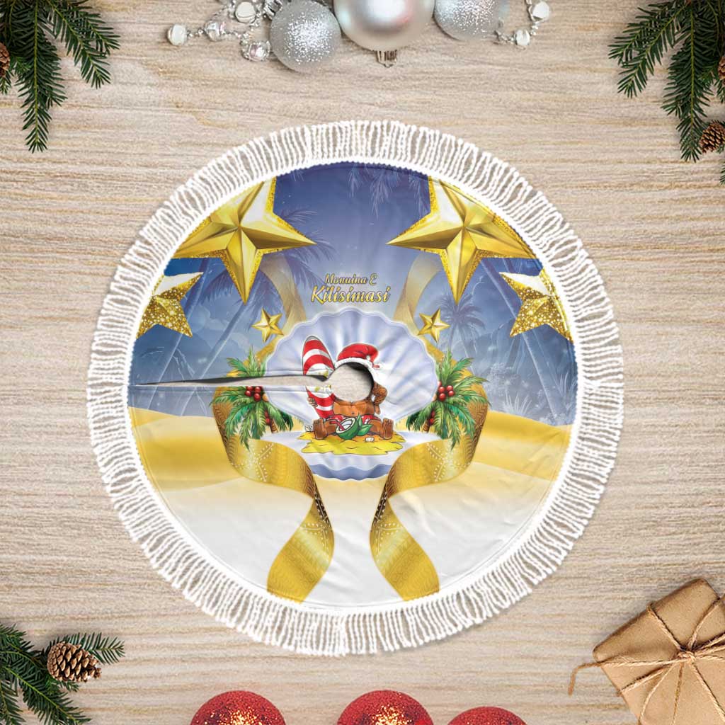 Niue Christmas Tree Skirt Seashell Santa Beach Vibes - Polynesian Pride