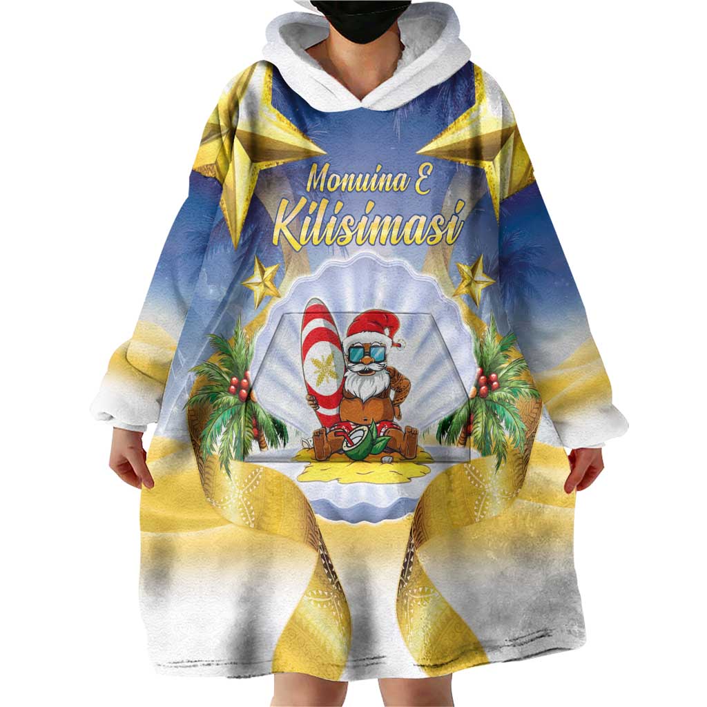 Niue Christmas Wearable Blanket Hoodie Seashell Santa Beach Vibes - Polynesian Pride