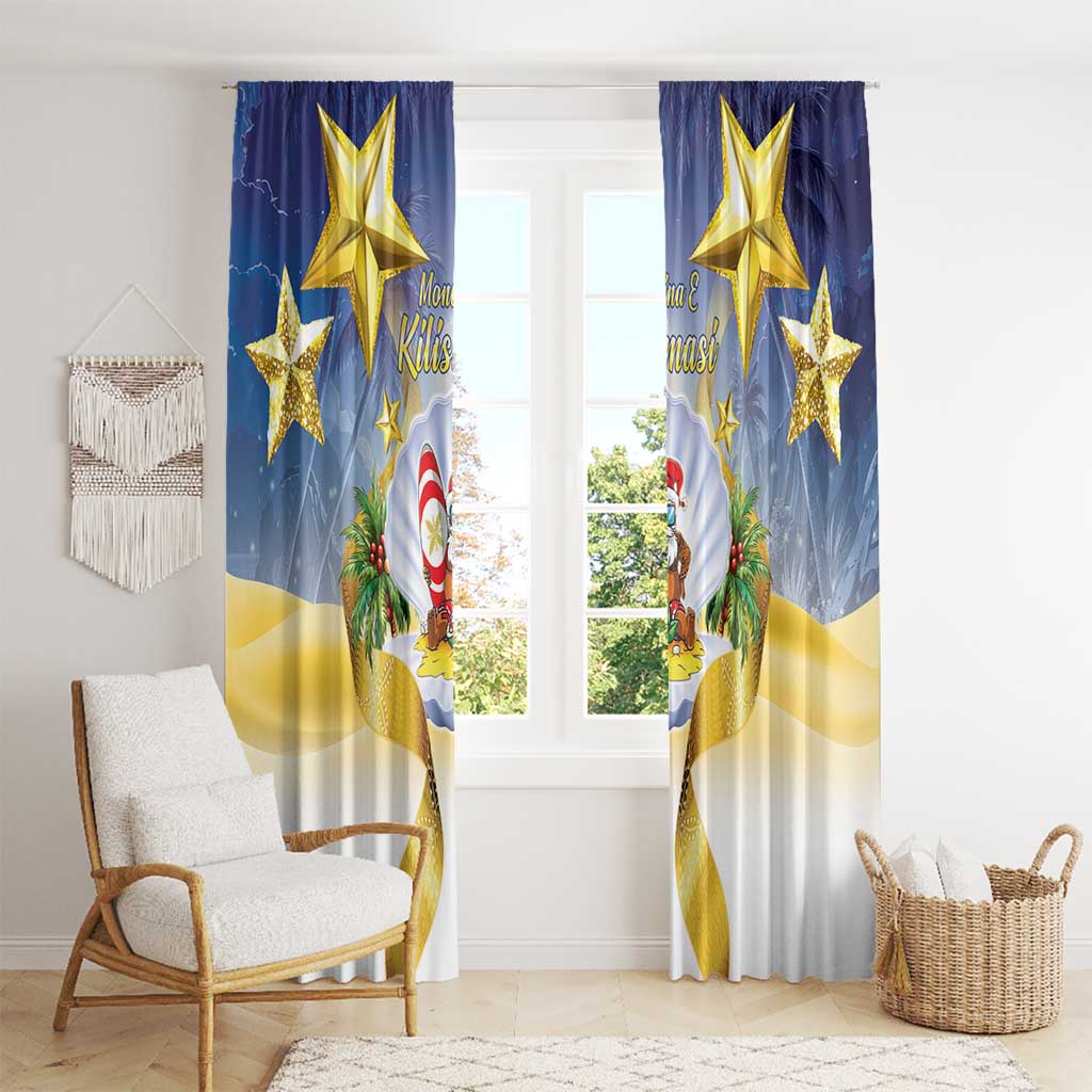 Niue Christmas Window Curtain Seashell Santa Beach Vibes - Polynesian Pride