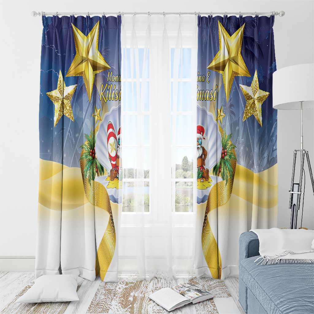 Niue Christmas Window Curtain Seashell Santa Beach Vibes - Polynesian Pride