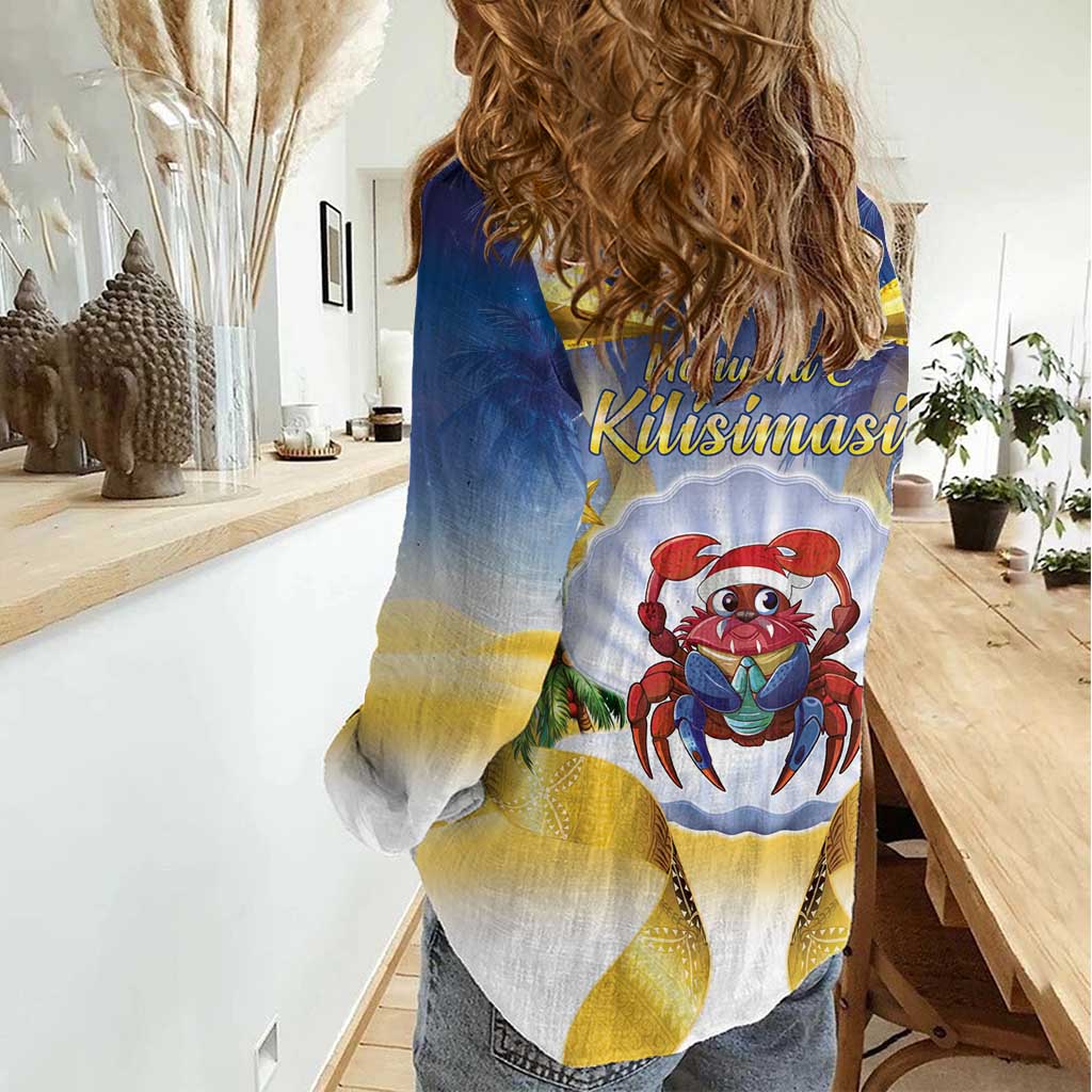 Niue Christmas Women Casual Shirt Seashell Santa Beach Vibes - Polynesian Pride