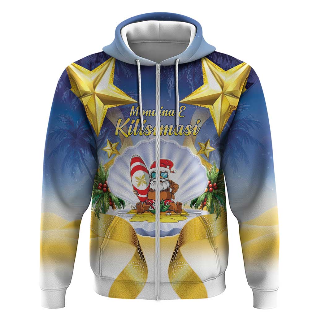 Niue Christmas Zip Hoodie Seashell Santa Beach Vibes - Polynesian Pride
