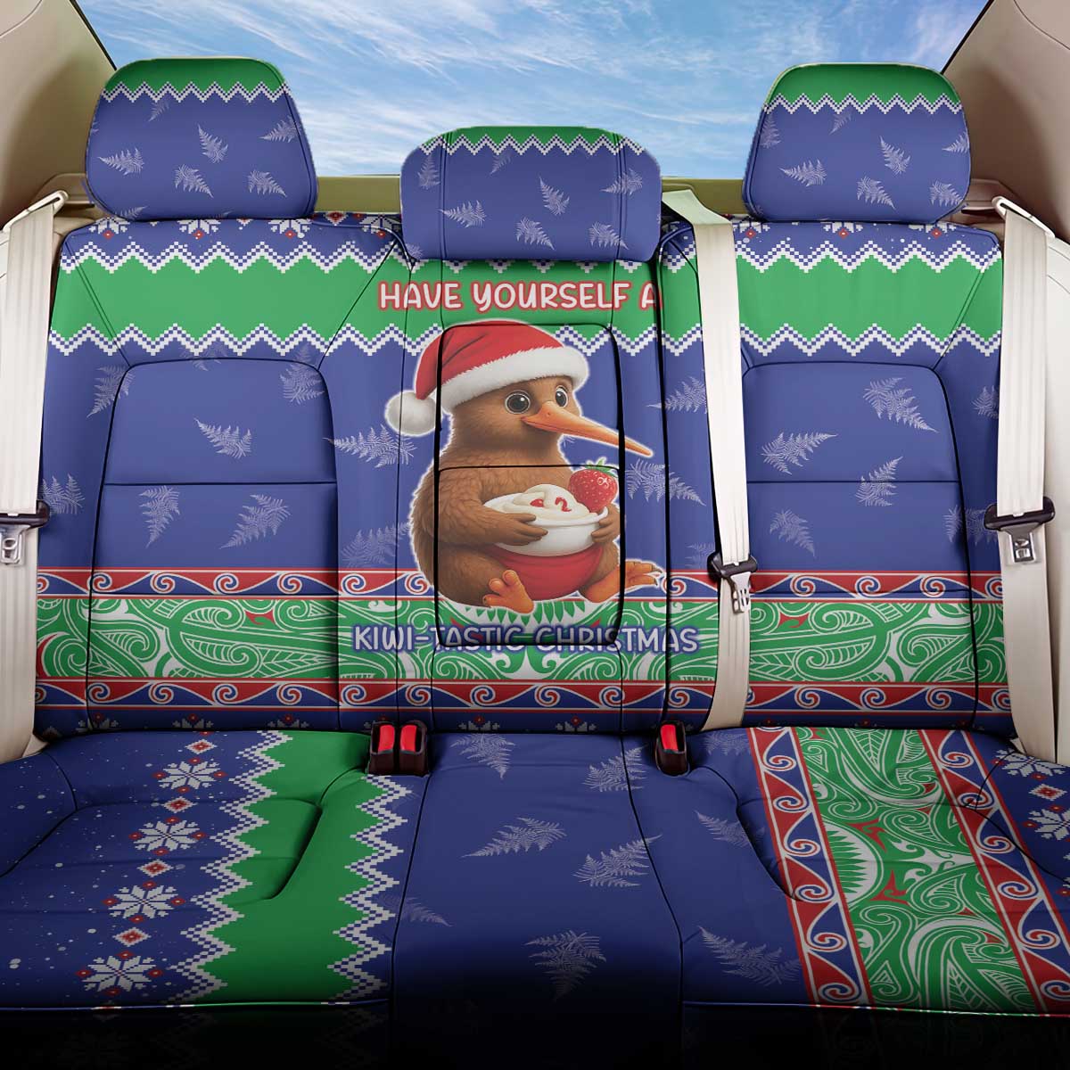 New Zealand Christmas Back Car Seat Cover Have Yourself A Kiwi-tastic Christmas - Polynesian Pride
