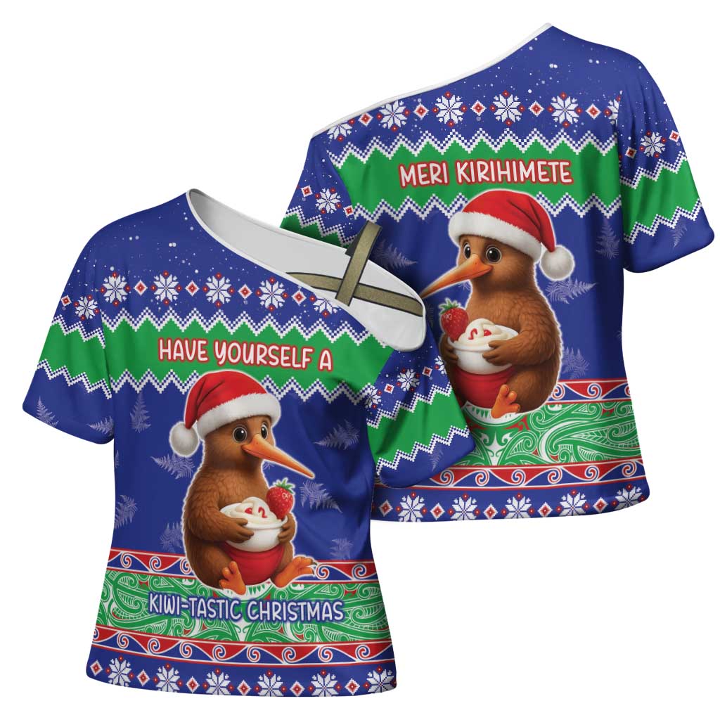 New Zealand Christmas Cross Shoulder Shirt Have Yourself A Kiwi-tastic Christmas - Polynesian Pride