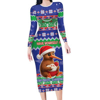New Zealand Christmas Family Matching Long Sleeve Bodycon Dress and Hawaiian Shirt Have Yourself A Kiwi-tastic Christmas - Polynesian Pride