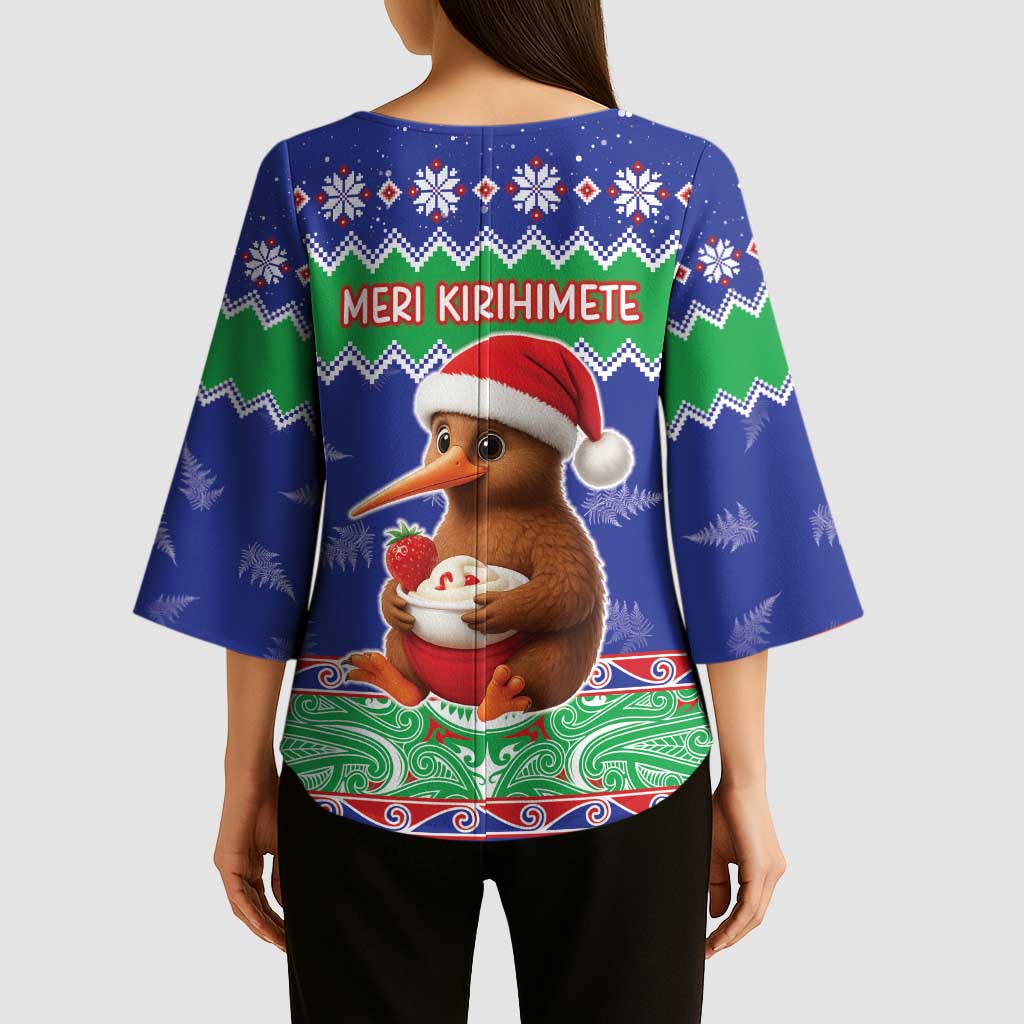 New Zealand Christmas Kimono Sleeve Blouse Have Yourself A Kiwi-tastic Christmas - Polynesian Pride