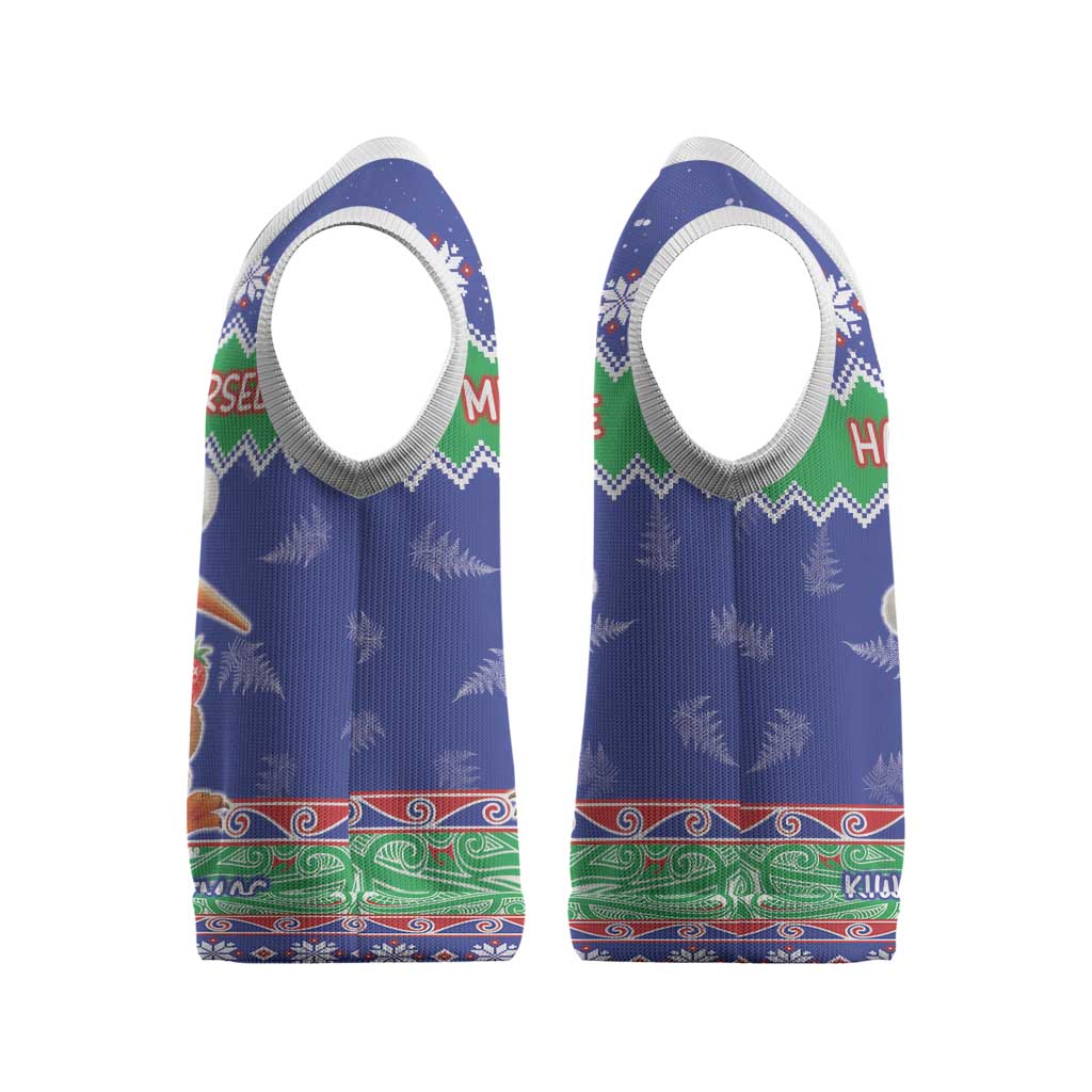 New Zealand Christmas Knitted V-Neck Vest Have Yourself A Kiwi-tastic Christmas - Polynesian Pride