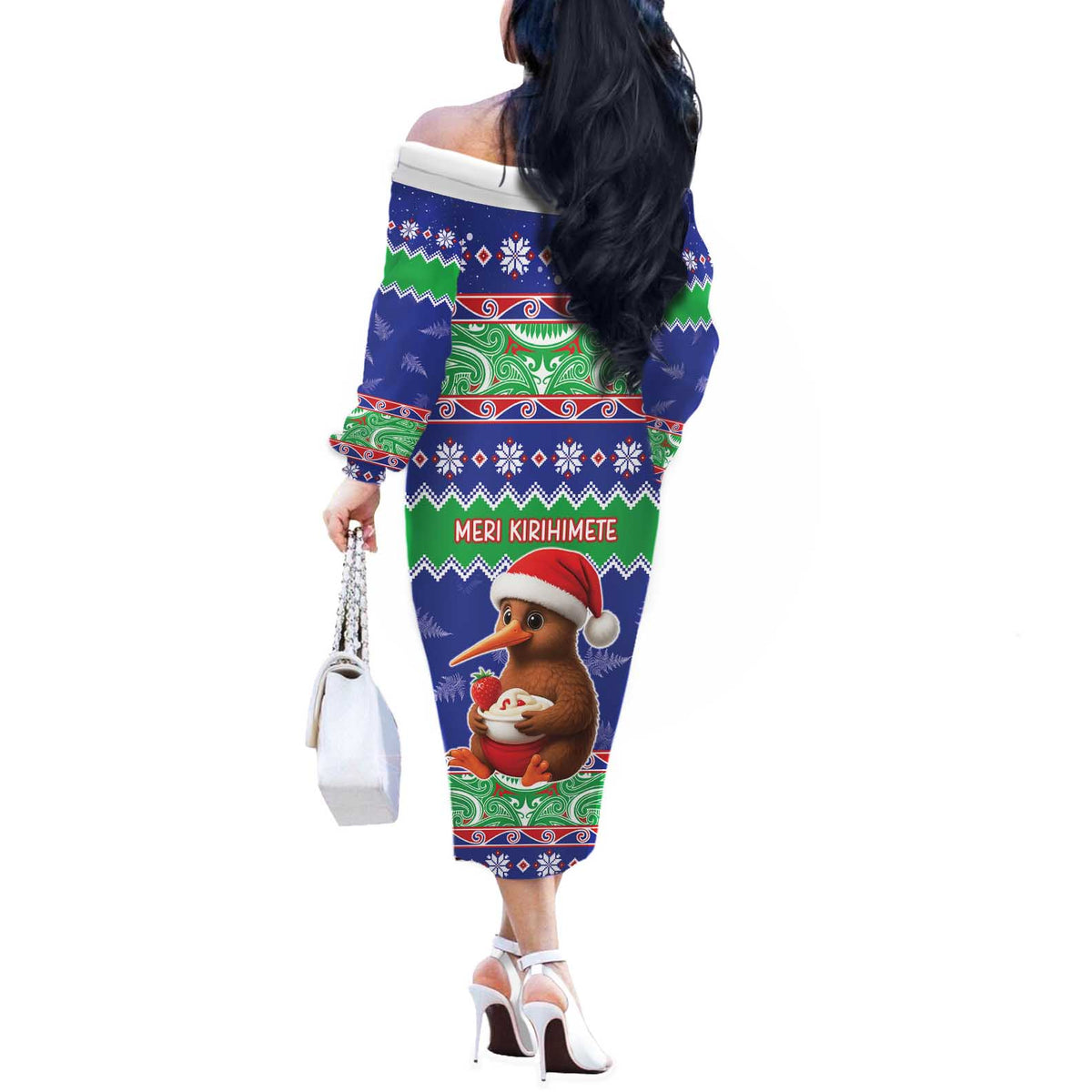 New Zealand Christmas Off The Shoulder Long Sleeve Dress Have Yourself A Kiwi-tastic Christmas - Polynesian Pride