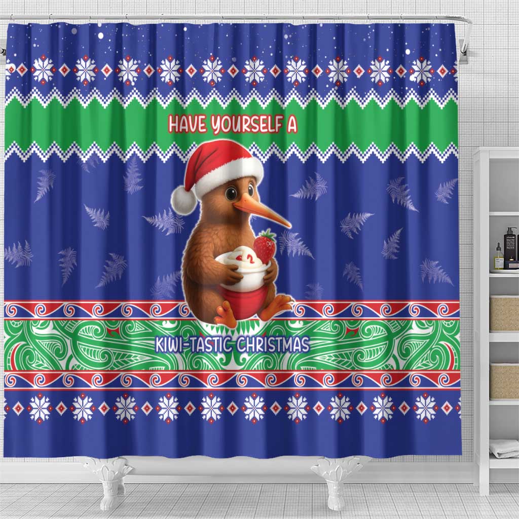 New Zealand Christmas Shower Curtain Have Yourself A Kiwi-tastic Christmas - Polynesian Pride