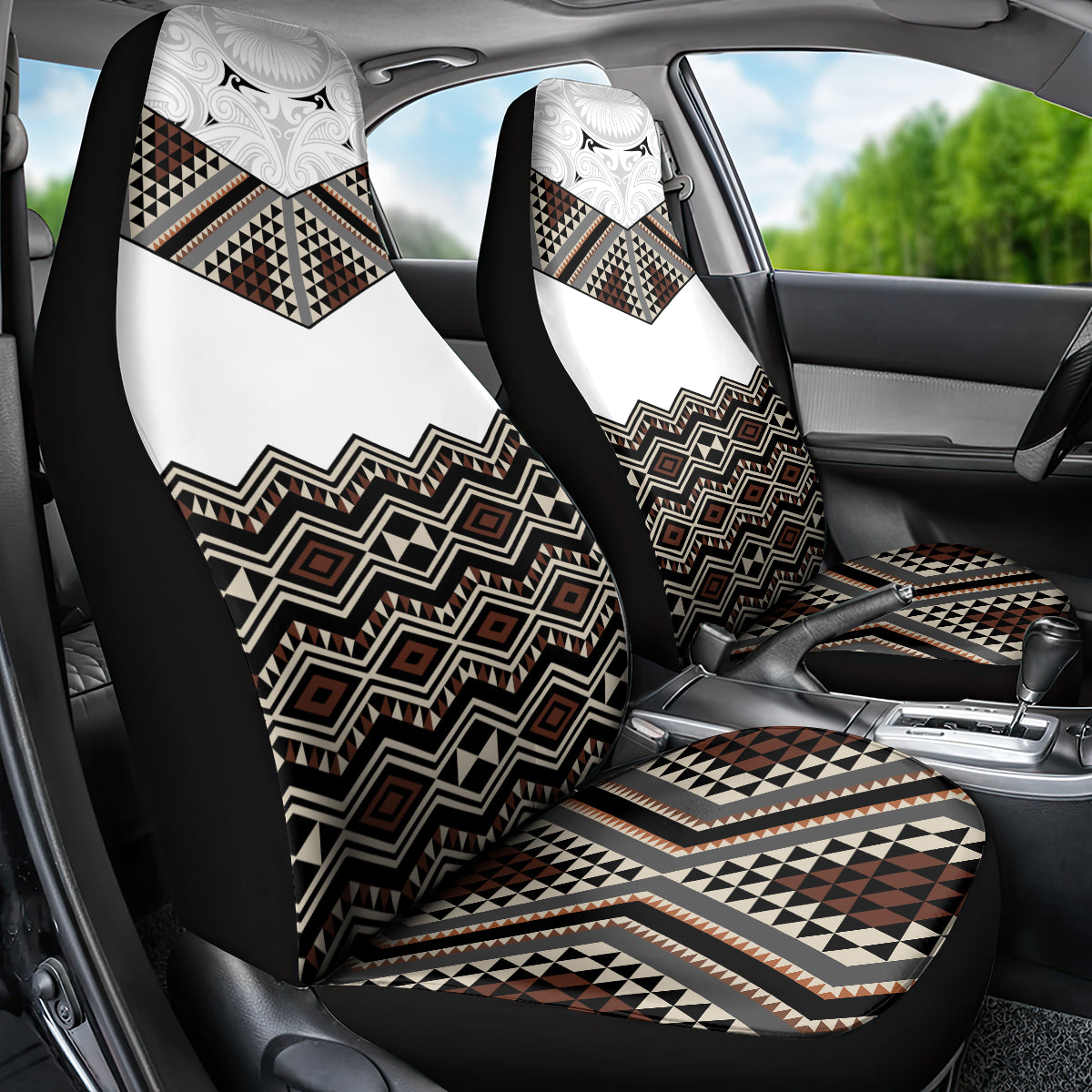 New Zealand Aotearoa Car Seat Cover Taniko Art Simple Style LT05 - Polynesian Pride