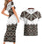 New Zealand Aotearoa Couples Matching Short Sleeve Bodycon Dress and Hawaiian Shirt Taniko Art Simple Style LT05 - Polynesian Pride