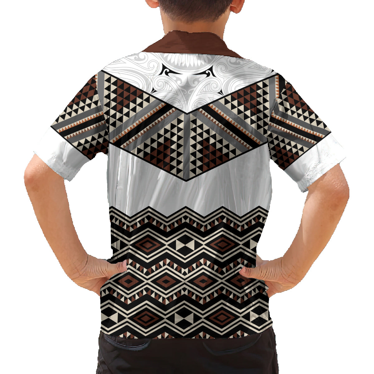 New Zealand Aotearoa Family Matching Off Shoulder Long Sleeve Dress and Hawaiian Shirt Taniko Art Simple Style LT05 - Polynesian Pride
