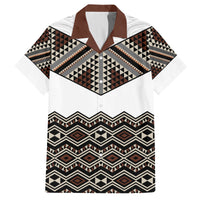New Zealand Aotearoa Family Matching Tank Maxi Dress and Hawaiian Shirt Taniko Art Simple Style LT05 Dad's Shirt - Short Sleeve Brown - Polynesian Pride