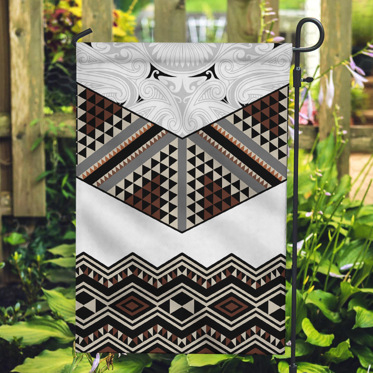 New Zealand Aotearoa Garden Flag Taniko Art Simple Style LT05 Garden Flag Brown - Polynesian Pride