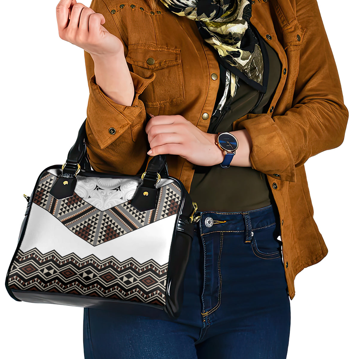 New Zealand Aotearoa Shoulder Handbag Taniko Art Simple Style LT05 - Polynesian Pride