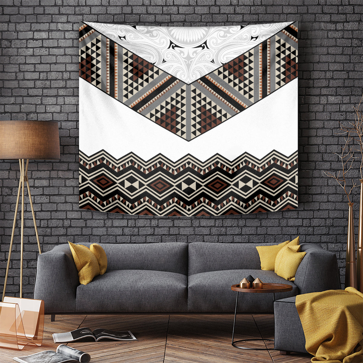 New Zealand Aotearoa Tapestry Taniko Art Simple Style LT05 Brown - Polynesian Pride