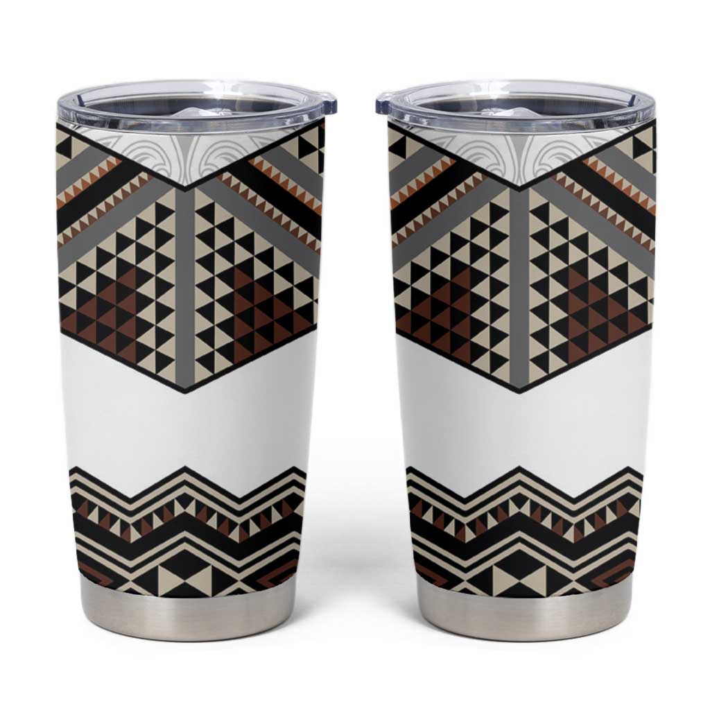 New Zealand Aotearoa Tumbler Cup Taniko Art Simple Style LT05 Brown - Polynesian Pride