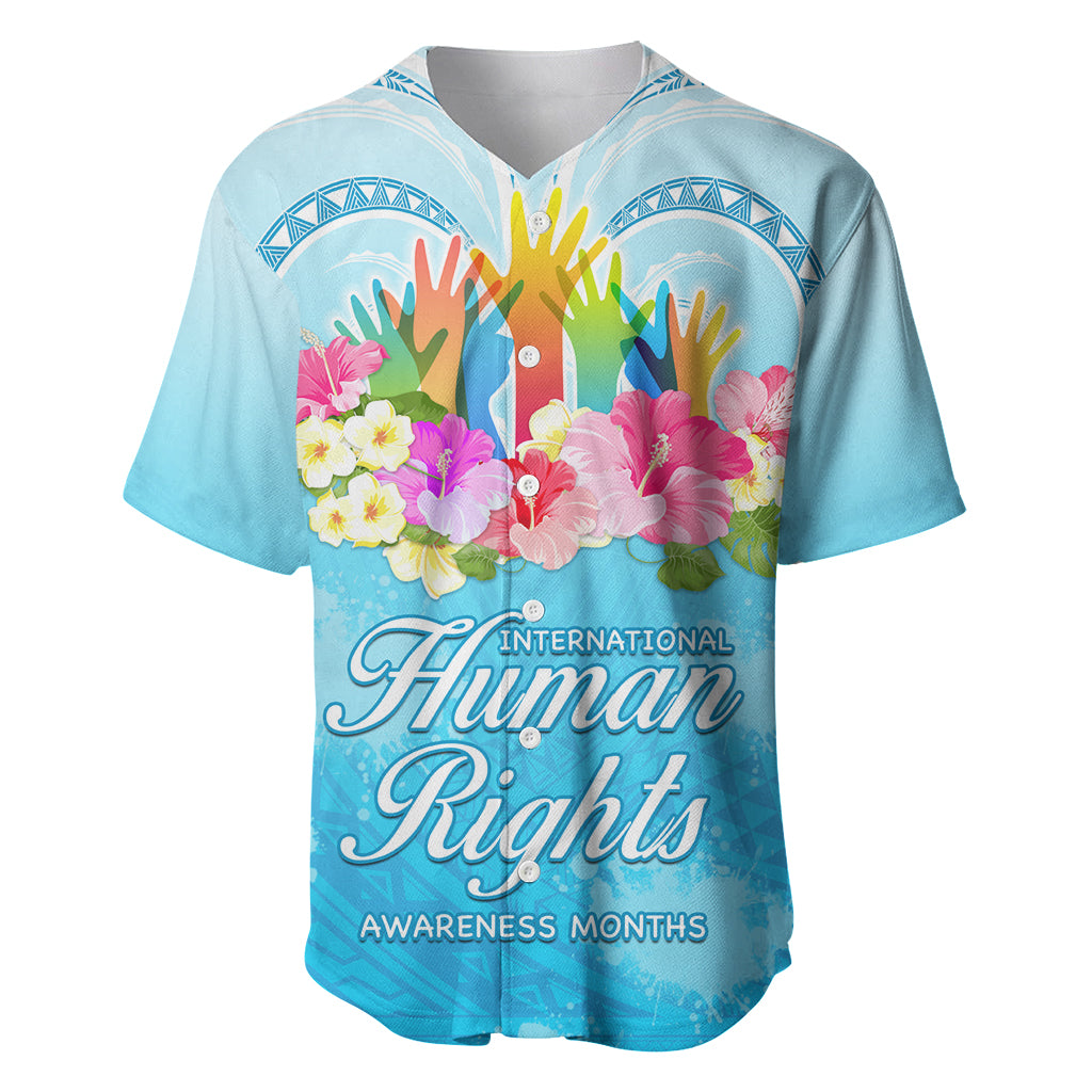 Universal Human Rights Month Baseball Jersey Polynesian Style LT05 Blue - Polynesian Pride