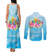 Universal Human Rights Month Couples Matching Tank Maxi Dress and Long Sleeve Button Shirt Polynesian Style LT05 - Polynesian Pride