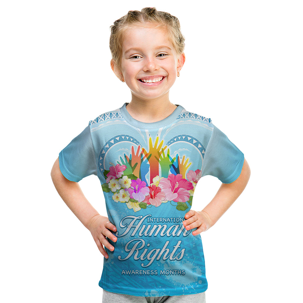 Universal Human Rights Month Kid T Shirt Polynesian Style LT05 Blue - Polynesian Pride
