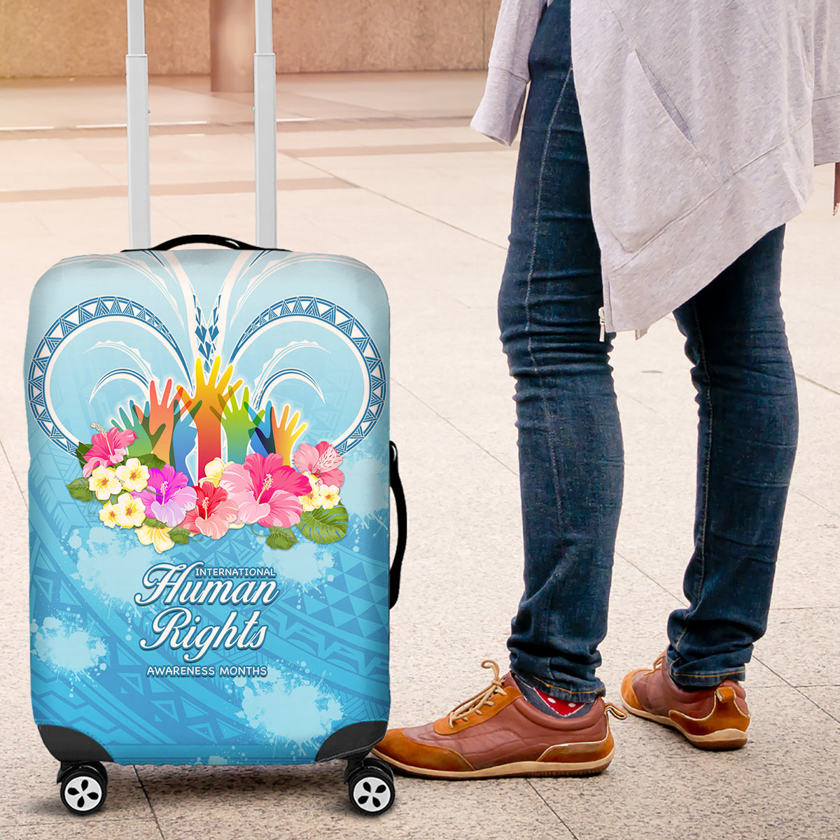 Universal Human Rights Month Luggage Cover Polynesian Style LT05 Blue - Polynesian Pride