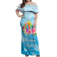 Universal Human Rights Month Off Shoulder Maxi Dress Polynesian Style LT05 Women Blue - Polynesian Pride