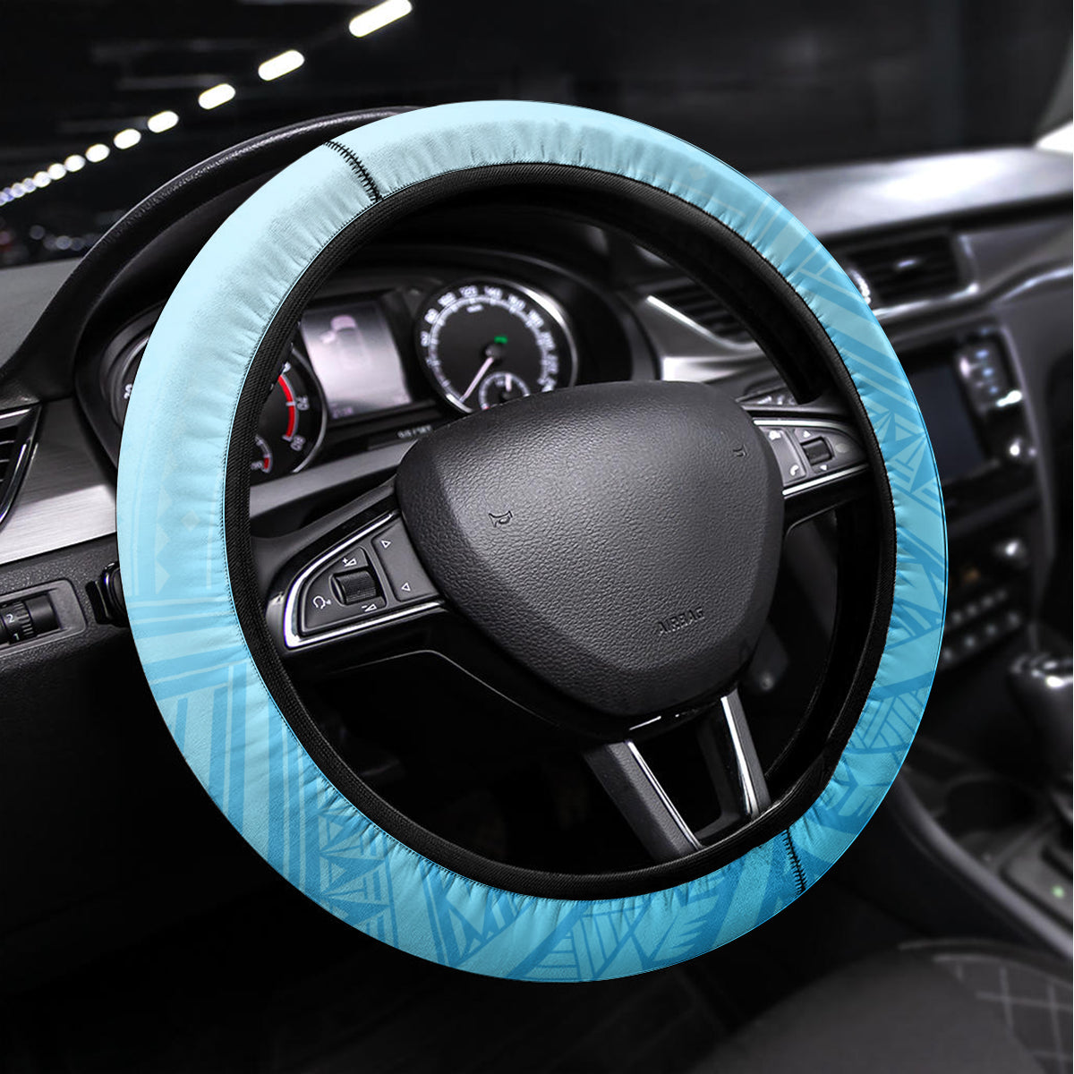 Universal Human Rights Month Steering Wheel Cover Polynesian Style LT05 Universal Fit Blue - Polynesian Pride