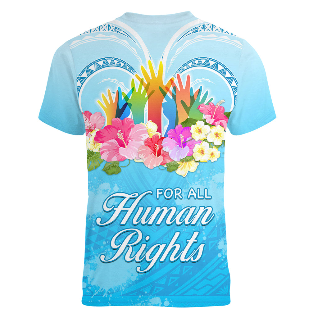 Universal Human Rights Month Women V Neck T Shirt Polynesian Style LT05 - Polynesian Pride
