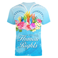 Universal Human Rights Month Women V Neck T Shirt Polynesian Style LT05 - Polynesian Pride