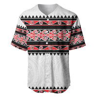 New Zealand Aotearoa Baseball Jersey With Kowhaiwhai Pattern Red Version LT05 Red - Polynesian Pride