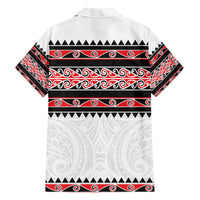 New Zealand Aotearoa Family Matching Off Shoulder Maxi Dress and Hawaiian Shirt With Kowhaiwhai Pattern Red Version LT05 - Polynesian Pride