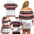 New Zealand Aotearoa Family Matching Off Shoulder Short Dress and Hawaiian Shirt With Kowhaiwhai Pattern Red Version LT05 - Polynesian Pride