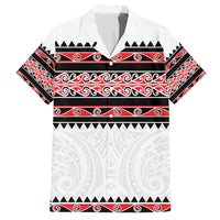 New Zealand Aotearoa Family Matching Summer Maxi Dress and Hawaiian Shirt With Kowhaiwhai Pattern Red Version LT05 Dad's Shirt - Short Sleeve Red - Polynesian Pride