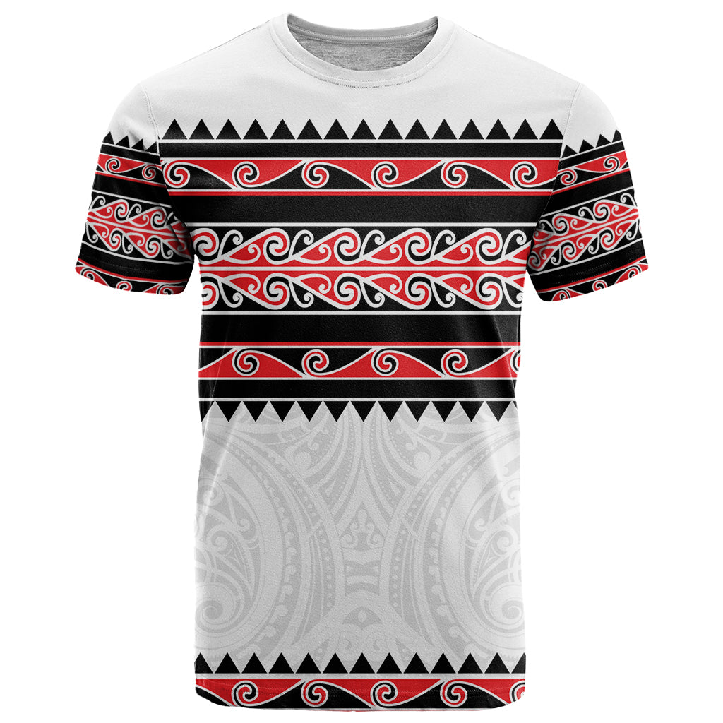 New Zealand Aotearoa T Shirt With Kowhaiwhai Pattern Red Version LT05 Red - Polynesian Pride