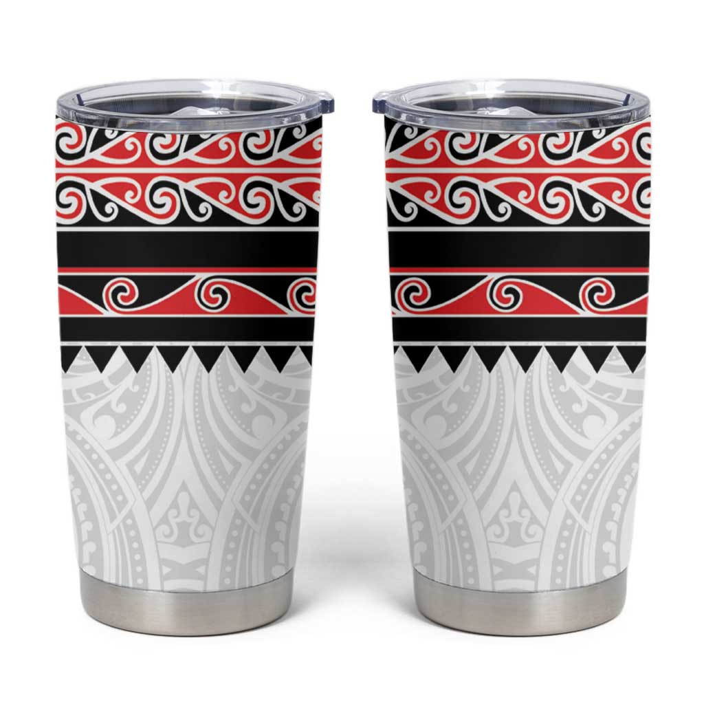 New Zealand Aotearoa Tumbler Cup With Kowhaiwhai Pattern Red Version LT05 Red - Polynesian Pride
