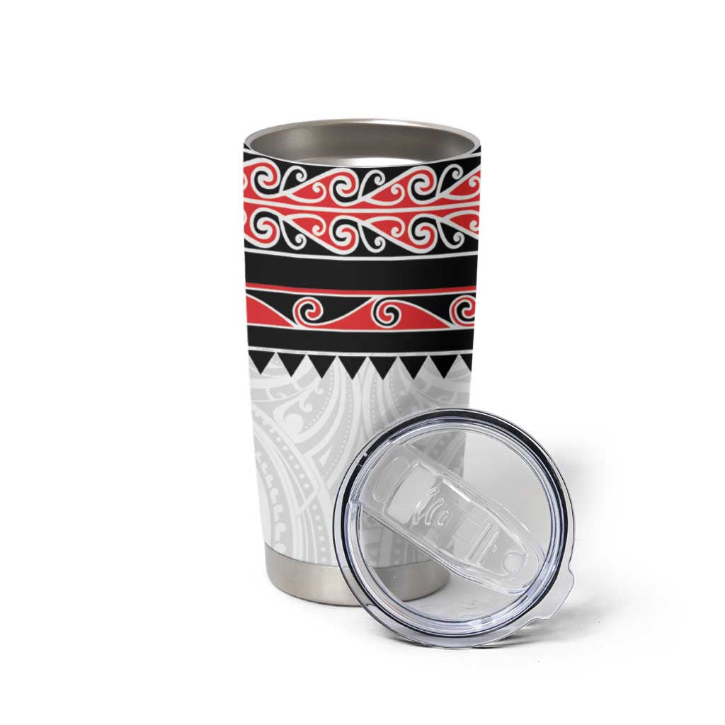 New Zealand Aotearoa Tumbler Cup With Kowhaiwhai Pattern Red Version LT05 - Polynesian Pride