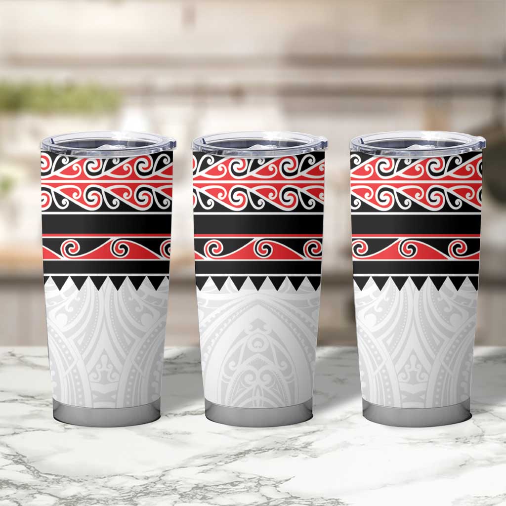 New Zealand Aotearoa Tumbler Cup With Kowhaiwhai Pattern Red Version LT05 - Polynesian Pride