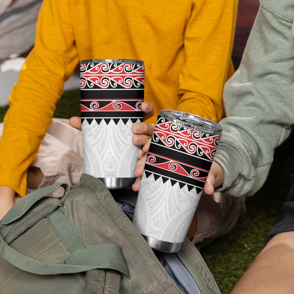 New Zealand Aotearoa Tumbler Cup With Kowhaiwhai Pattern Red Version LT05 - Polynesian Pride