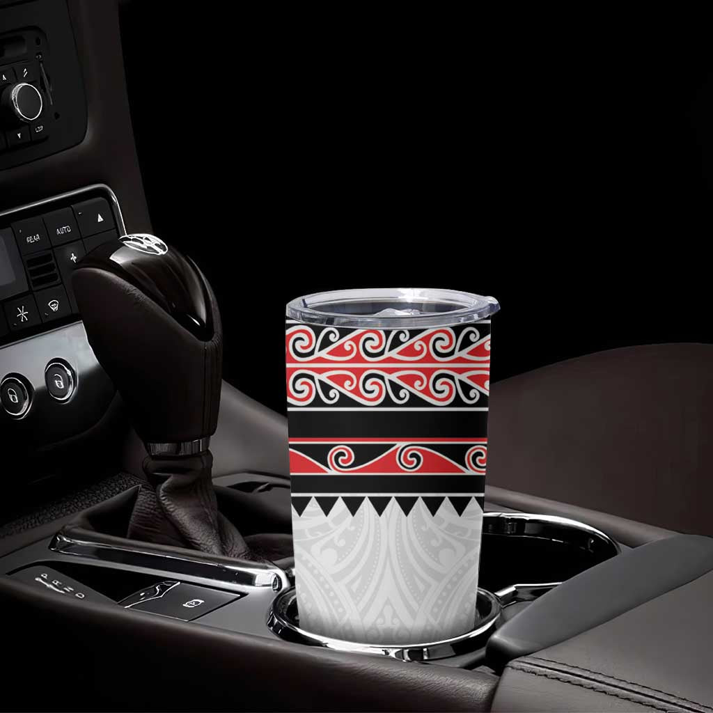 New Zealand Aotearoa Tumbler Cup With Kowhaiwhai Pattern Red Version LT05 - Polynesian Pride