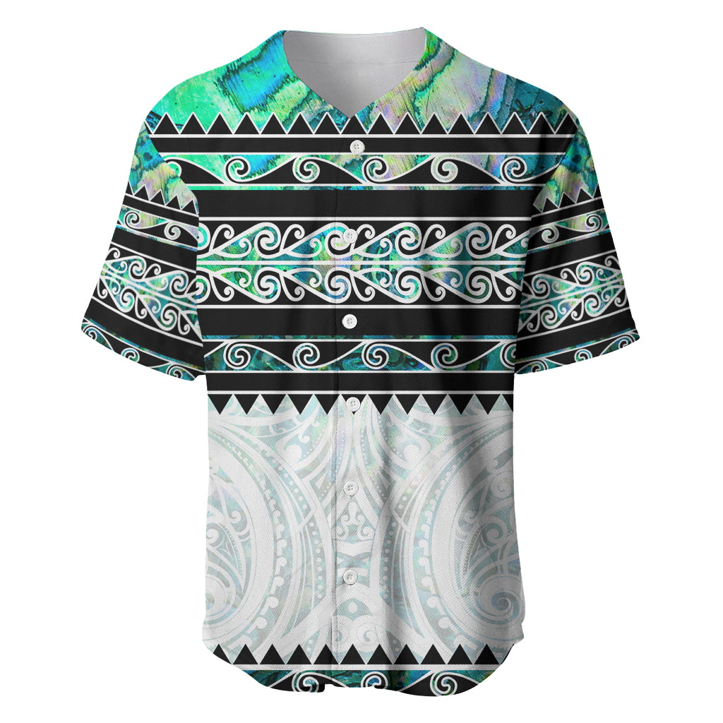 New Zealand Aotearoa Baseball Jersey With Paua Shell Kowhaiwhai Pattern LT05 Green - Polynesian Pride