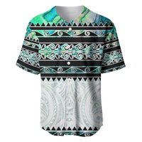 New Zealand Aotearoa Baseball Jersey With Paua Shell Kowhaiwhai Pattern LT05 Green - Polynesian Pride